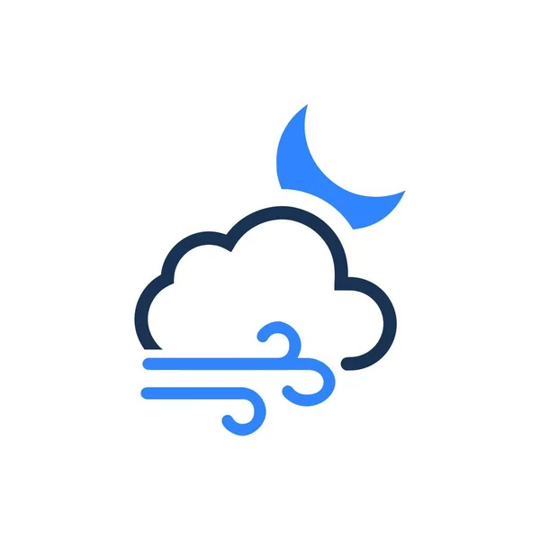 Cloudy Night Icon Vector Illustration — Stock Vector