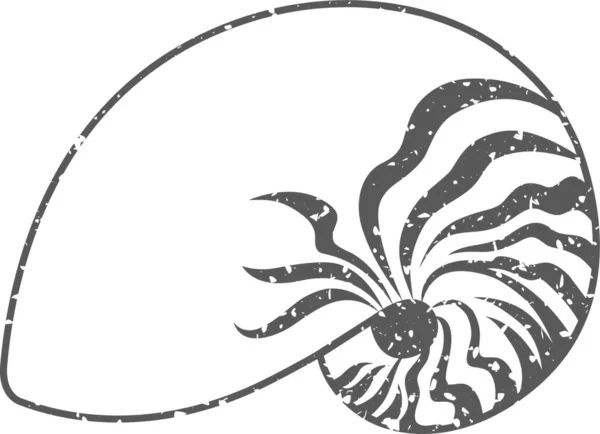Ikona Grunge Nautilus Płaska Ikona Ilustracja Wektora — Wektor stockowy