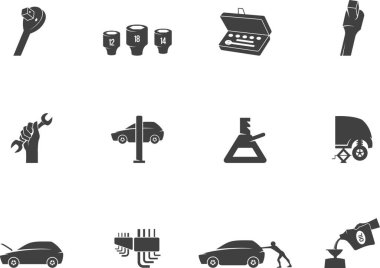 Siyah ve beyaz simgeler, vektör illüstrasyonu 