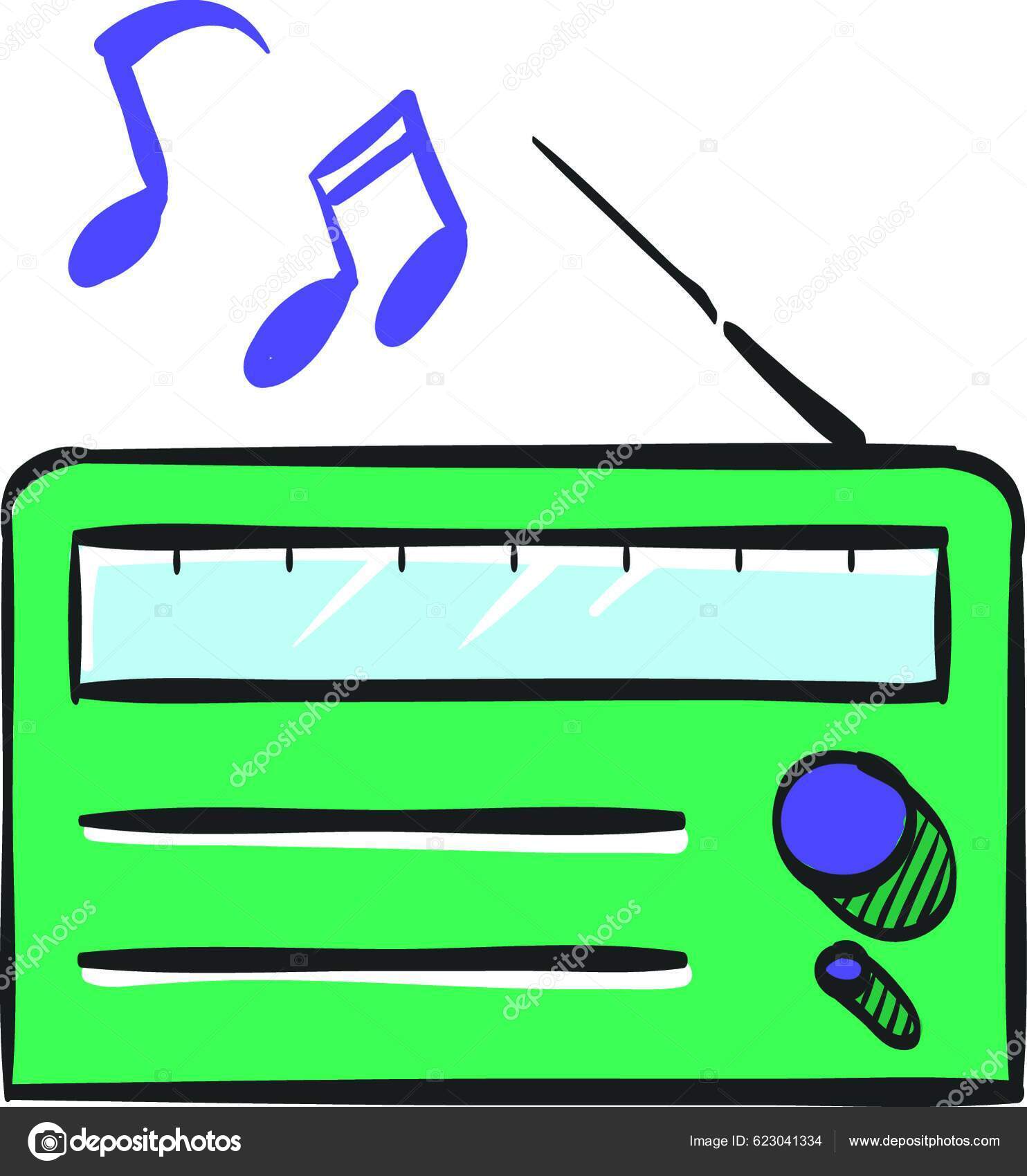 Radio Symbol Farbzeichnung Kommunikation Ausgestrahlte Medien Musik  Nachrichtensender Stereo Stock-Vektorgrafik von ©YAY_Images 623041334