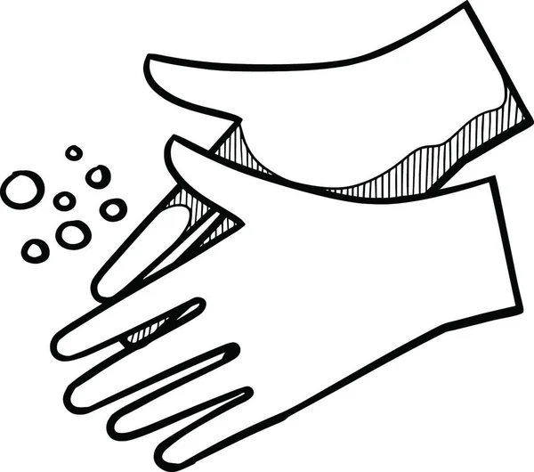 Hand Washing Drawing Vector Illustration — Stock Vector