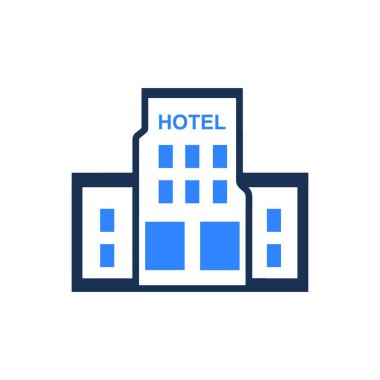 Otel binası ikon vektör illüstrasyonu
