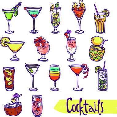Kokteyller Çizim Vektör çizimi