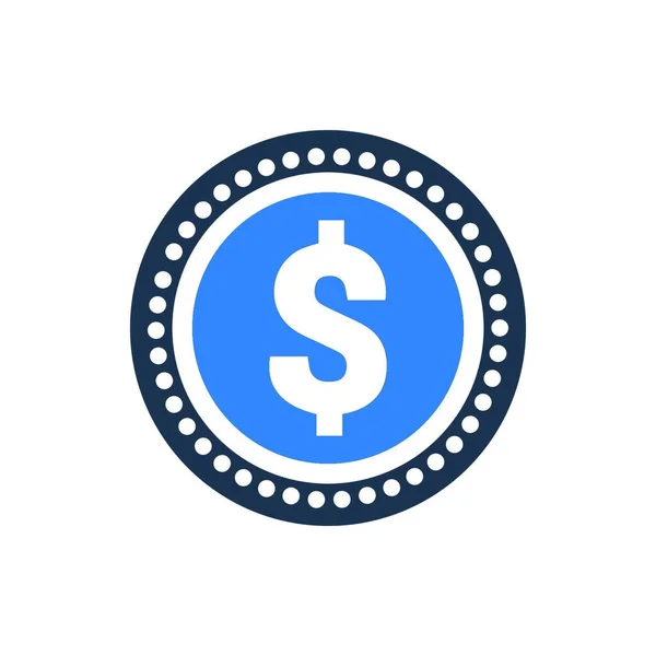 Illustrazione Vettoriale Dollar Coin Icon — Vettoriale Stock
