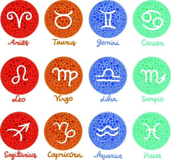 Simboli Zodiacali Set Illustrazione Vettoriale — Vettoriale Stock