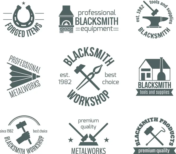 Blacksmith Label Set Vector Illustration — Stock Vector
