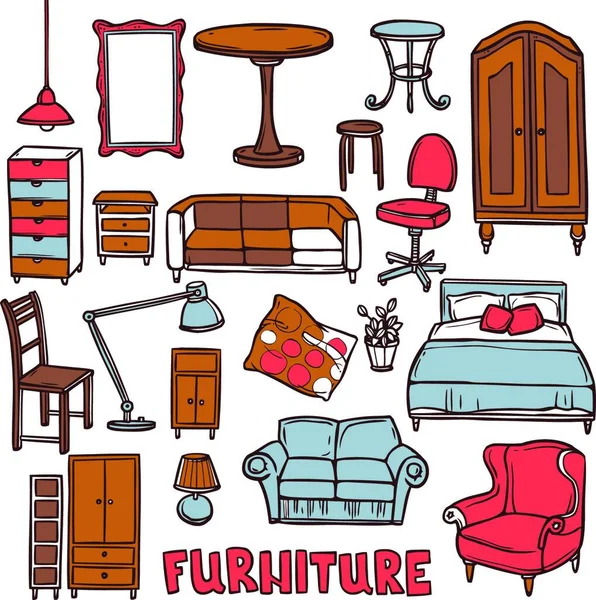 Home Furniture Set Vektor Illusztráció — Stock Vector