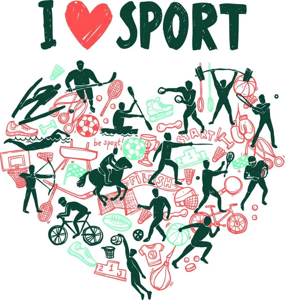 Love Sport Concept Ilustracja Wektor — Wektor stockowy