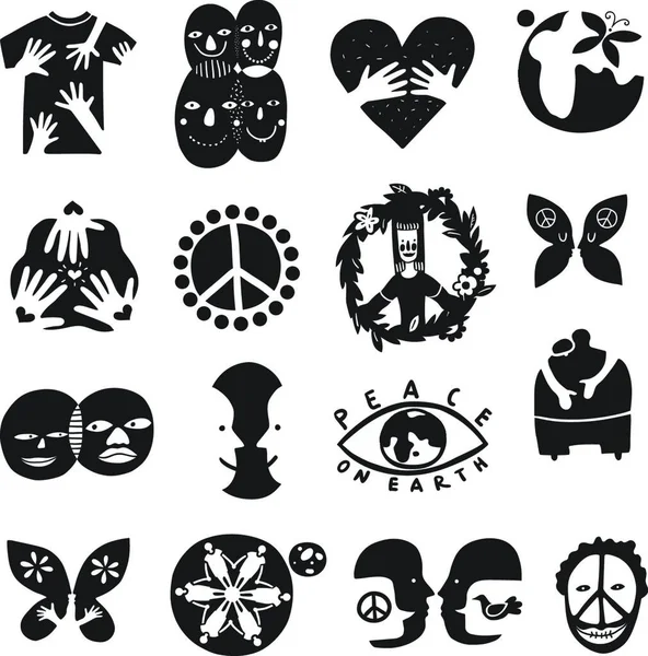 Ilustración Vectorial Símbolos Amistad Internacional — Archivo Imágenes Vectoriales