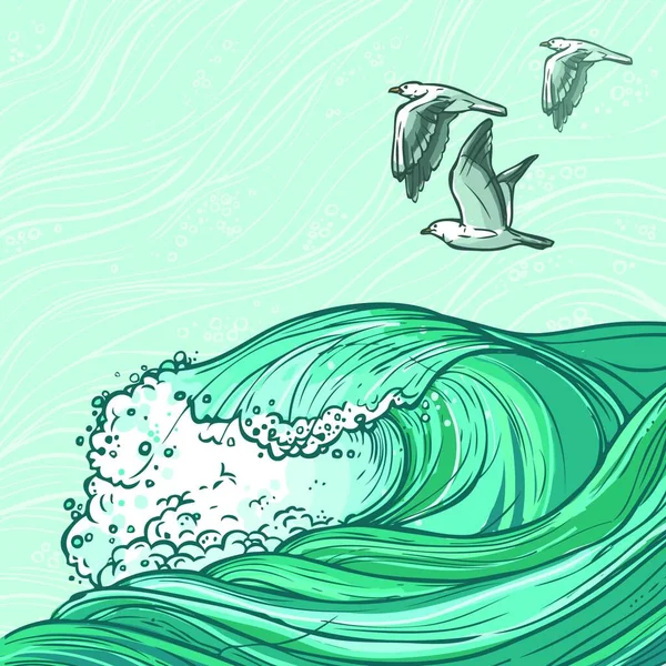 Meereswellen Hintergrund Vektor Illustration — Stockvektor