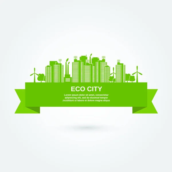 Eco Town Concept Vector Illustratie — Stockvector