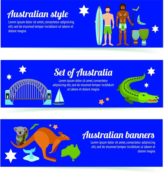 Australia Banner Set Vector Illustration — Stock Vector