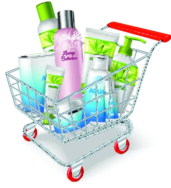 Cosmetics Shopping Cart Vector Illustration — Stock Vector