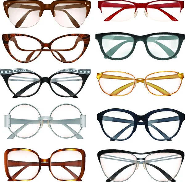 Modern Eyeglasses Set Vetor Ilustração — Vetor de Stock