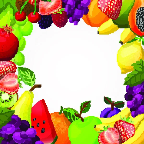 Illustrazione Vettoriale Del Modello Cornice Frutta — Vettoriale Stock