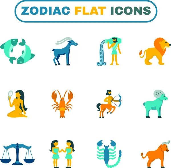Illustration Vectorielle Zodiaque Icône Plat — Image vectorielle