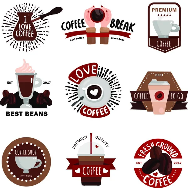 Ilustración Vectorial Emblemas Producción Café — Archivo Imágenes Vectoriales