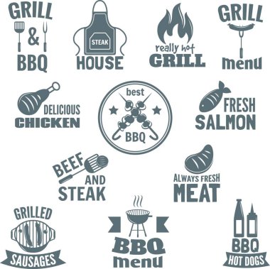 Bbq ızgara etiket vektör çizimi