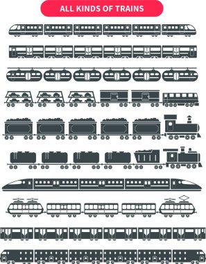 Tren siyah seti, vektör illüstrasyonu