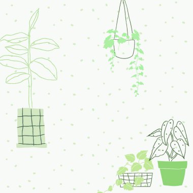 El çizimi bitkiler, saksılar, vektör