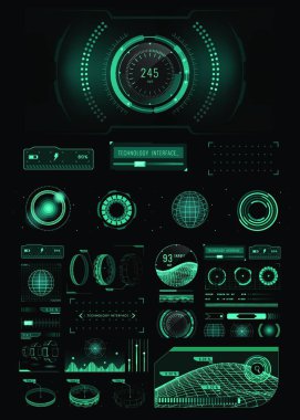 Hud arayüzü ile geleceksel arayüz. vektör illüstrasyonu.