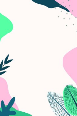 Palmiye yaprakları ve tropikal yapraklarla tropikal arkaplan.