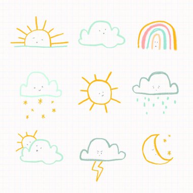 hava simgeleri vektör illüstrasyonu