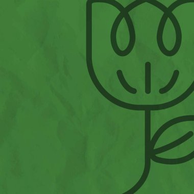 yeşil vektör illüstrasyonunda çiçek 