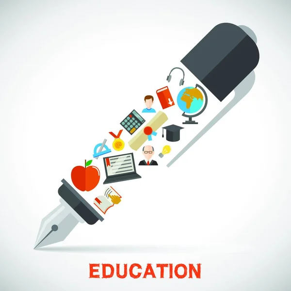 Education Pen Concept Vector Illustration — Stock Vector