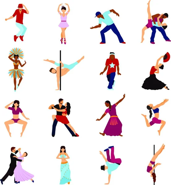 People Dancing Set Vektor Illusztráció — Stock Vector