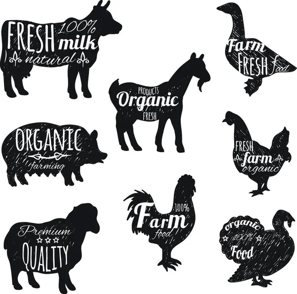 Farm Animals Set Vektorová Ilustrace — Stockový vektor