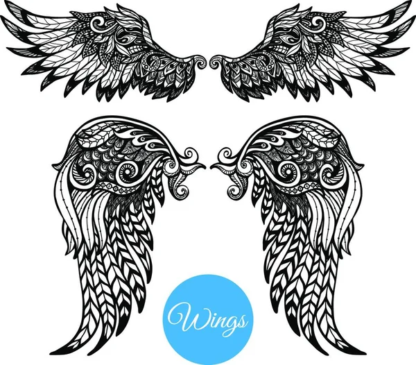 Decorative Wings Set Vector Illustration — Stock Vector