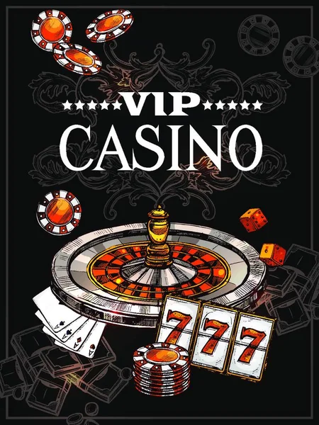 Sketch Casino Poster Vector Illustration — Stock Vector