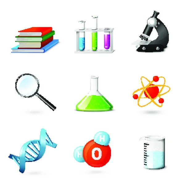 Science Realistic Icons Vector Illustration — Stock Vector