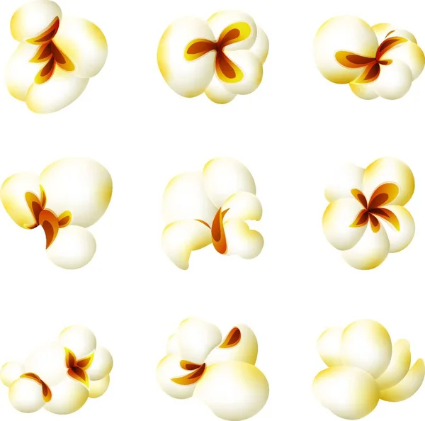 Popcorn Set Illustrazione Vettoriale Realistica — Vettoriale Stock