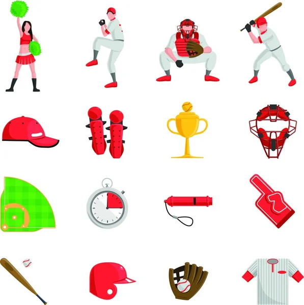 Stock vector Baseball flat set vector illustration