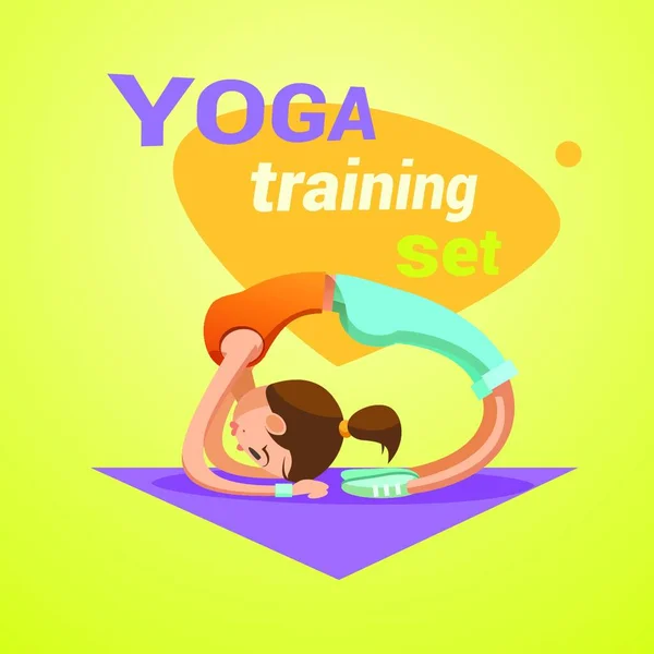 Yoga Retro Cartone Animato Vettoriale Illustrazione — Vettoriale Stock