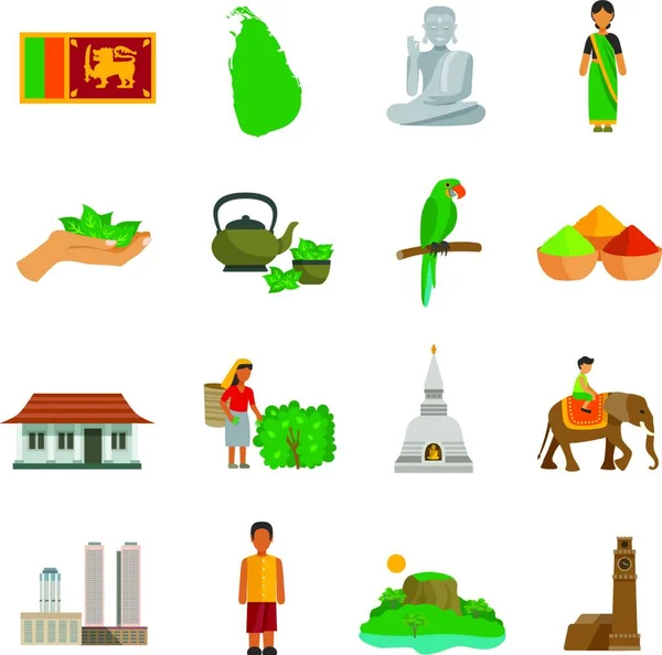 Sri Lanka Icons Vector Illustration — Stock Vector