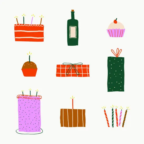 Geburtstag Party Und Geburtstagssymbole Vektorillustration — Stockvektor