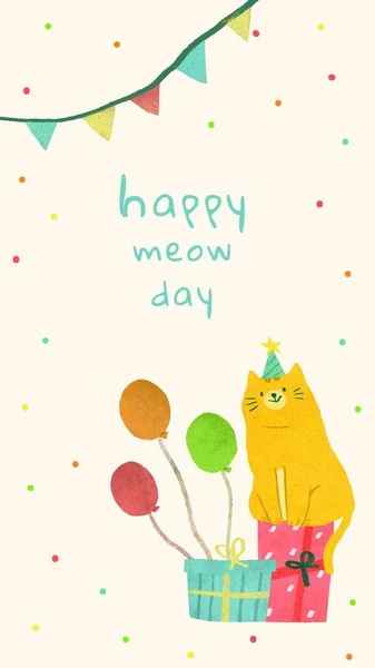 Happy Meow Day Vector Illustration — Stock Vector