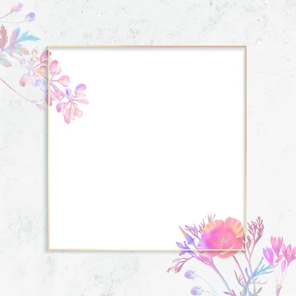 Πολύχρωμο Πλαίσιο Λουλούδι Πρότυπο Ευχετήρια Κάρτα — Διανυσματικό Αρχείο