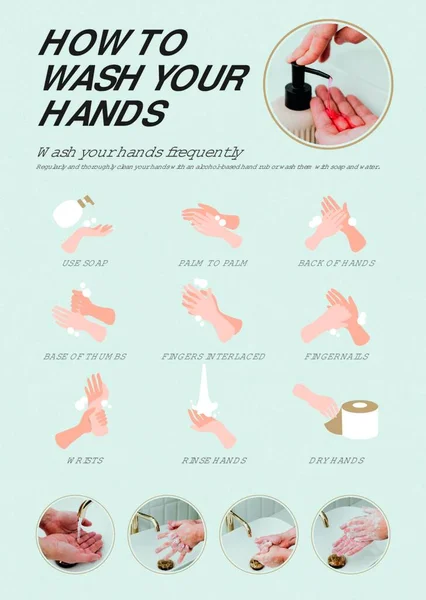 Handwash Manual Vector Illustration — Stock Vector