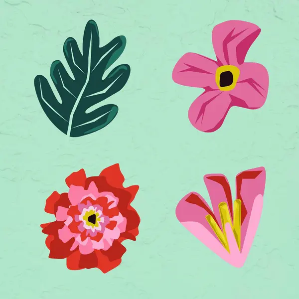 Conjunto Vetorial Elementos Design Floral Para Cartões Cartão Convite Cartões —  Vetores de Stock