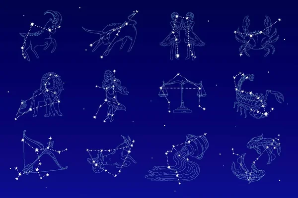 Zodiac Signs Set Vector Illustration — Stock Vector