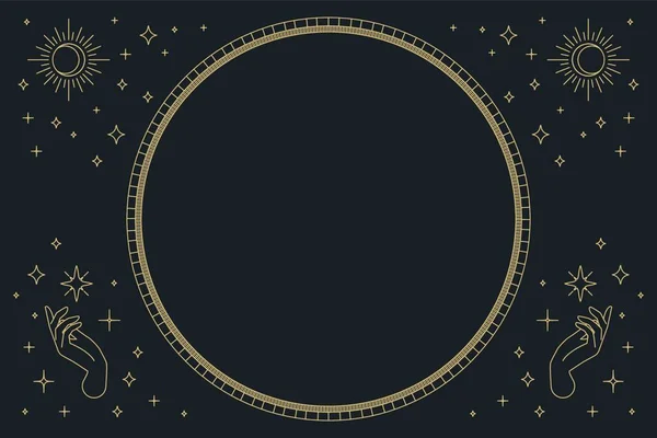 Astrologische Zwarte Achtergrond Kader — Stockvector