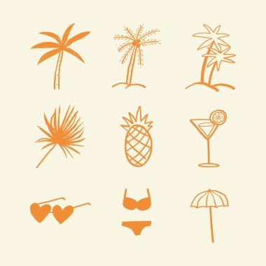 Yaz tropikal plaj set
