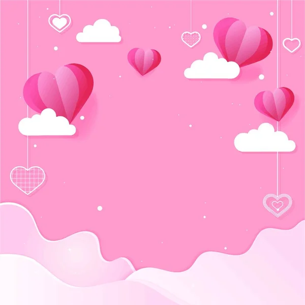 Templat Desain Kartu Ucapan Hari Valentine Dengan Hati - Stok Vektor