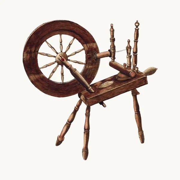 Vector Illustration Sewing Spinning Wheel — Stock Vector