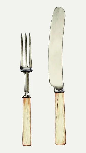 Modèle Fourchette Couteau Vecteur Illustration — Image vectorielle