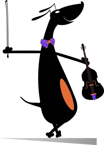 Cartoon Dog Plays Violin Vector Illustration — Archivo Imágenes Vectoriales